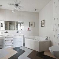 idea of ​​unusual design of a white bathroom picture