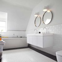 version of the bright interior of a white bathroom photo