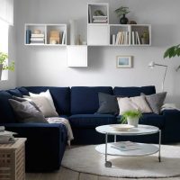l'idea del decoro originale del soggiorno con un'immagine del divano