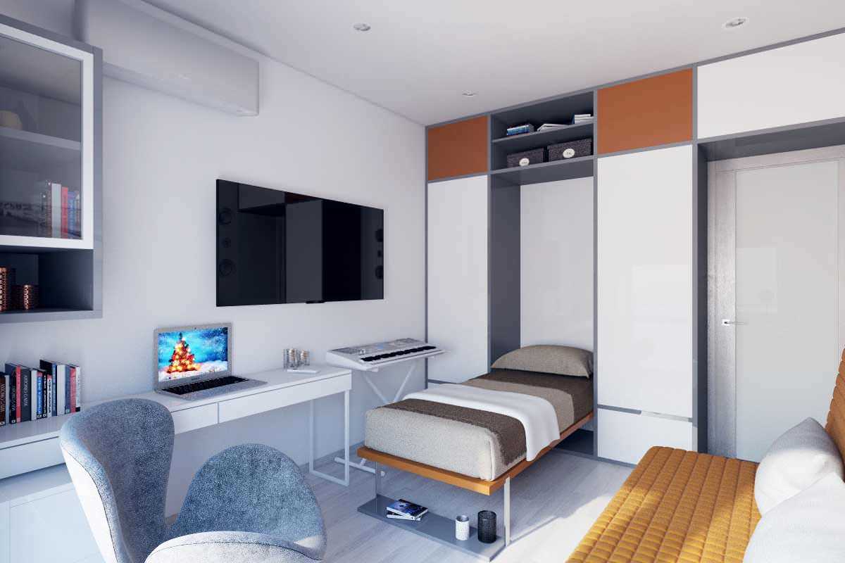 idea of ​​original design 2 room apartment