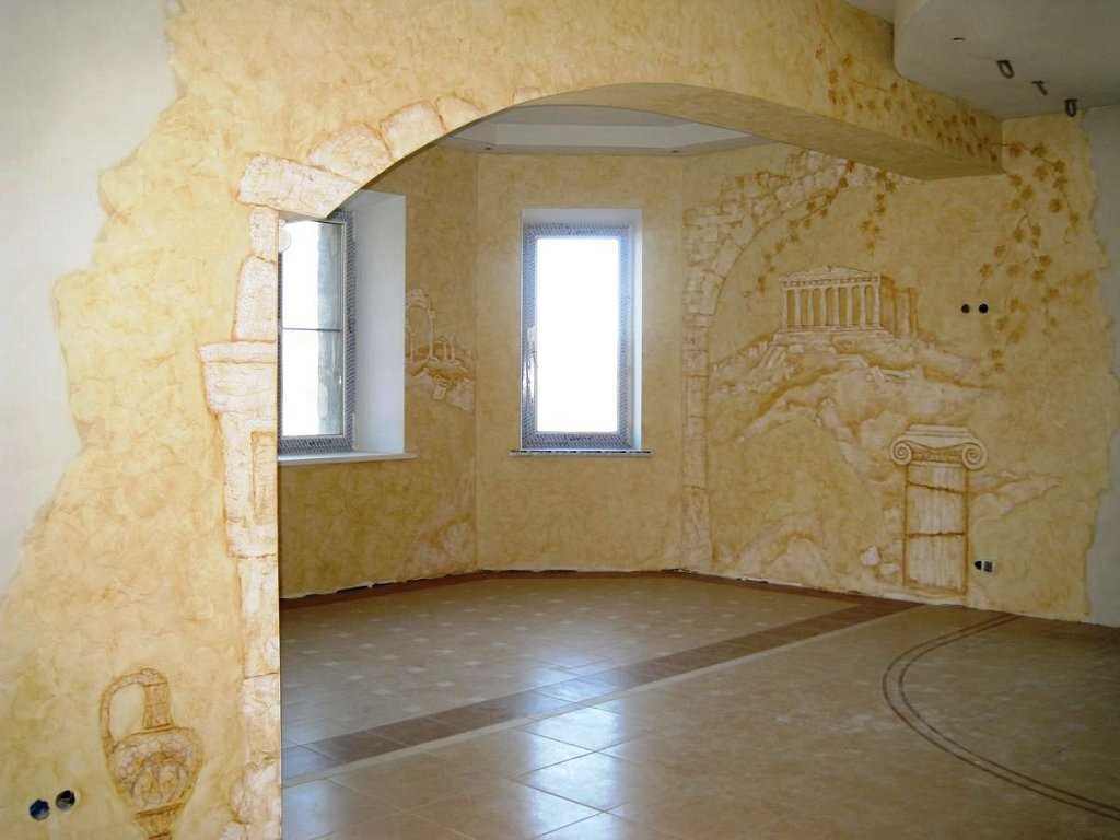 the idea of ​​the original design of the apartment with decorative stucco
