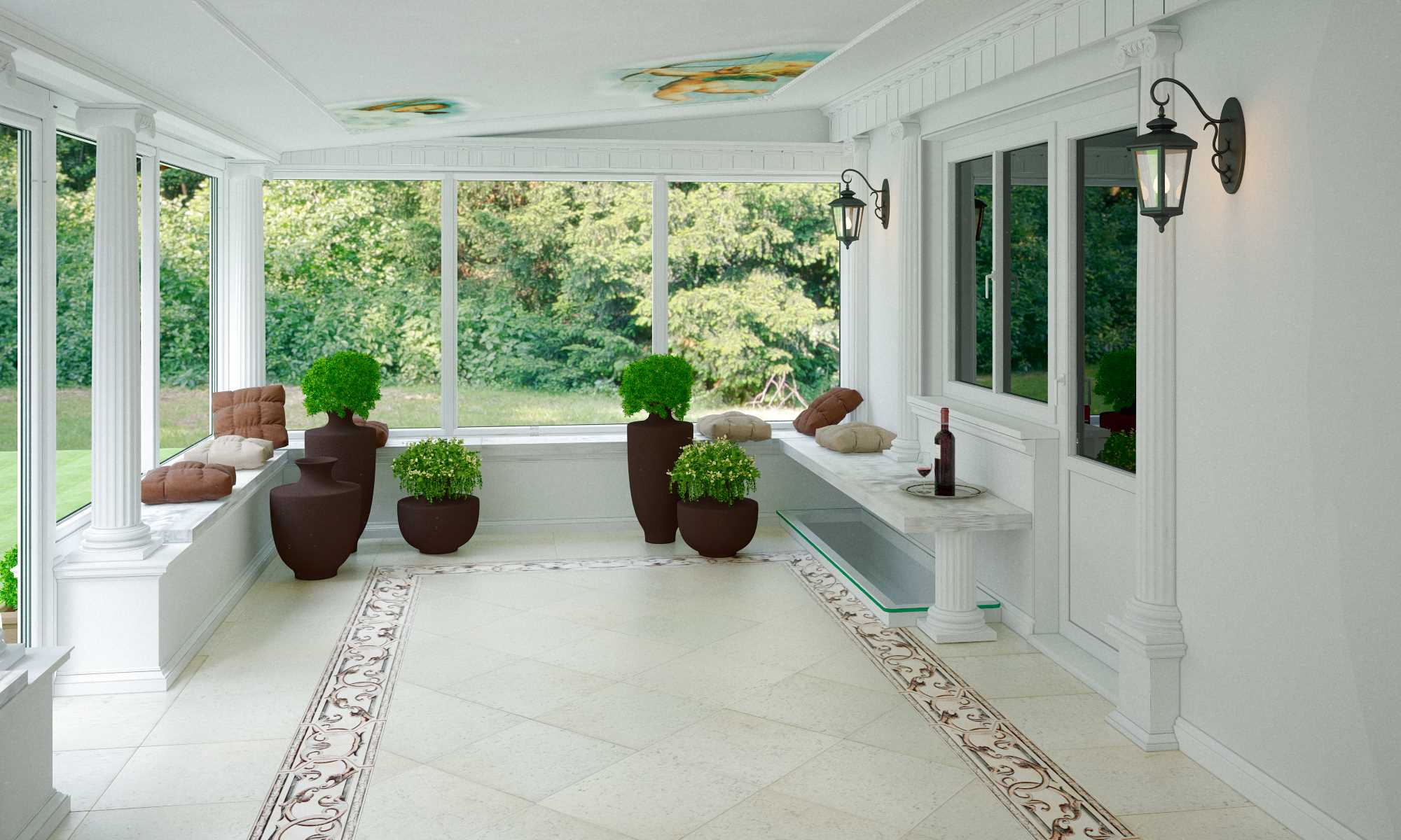 the idea of ​​a bright style of the veranda