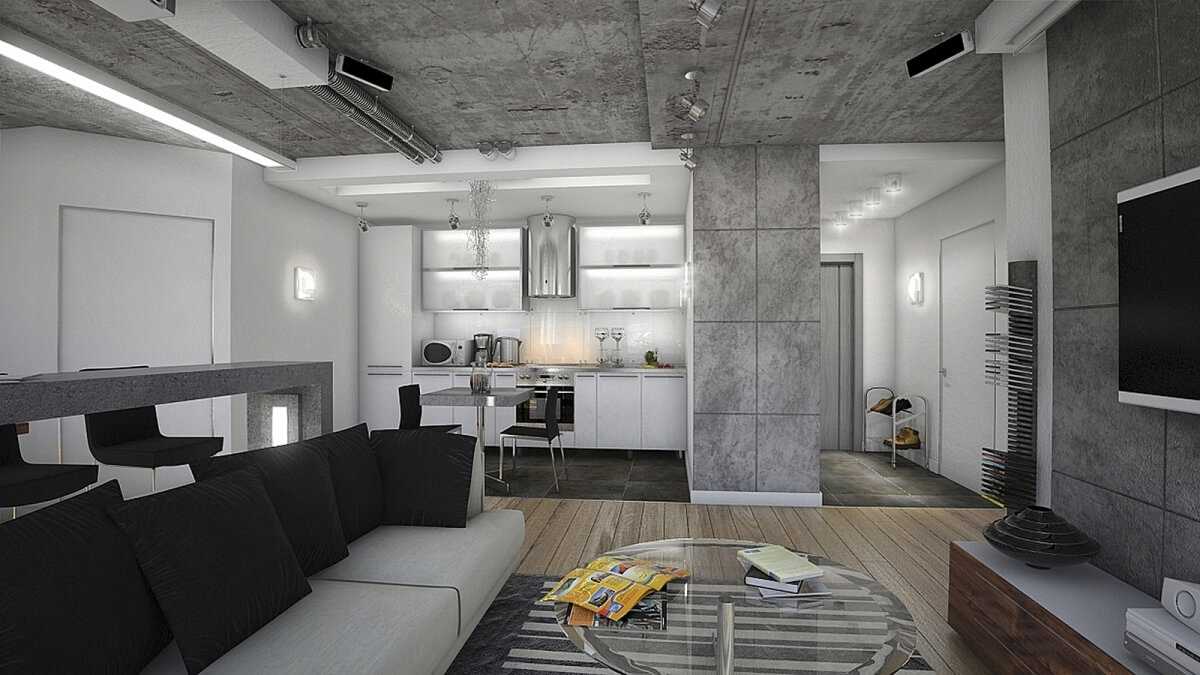 the idea of ​​bright decorative stucco in the style of the living room for concrete