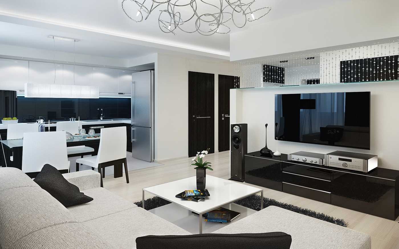 the idea of ​​a modern living room decor 3-room apartment