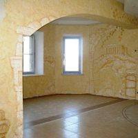 variant of a beautiful apartment interior with decorative stucco photo
