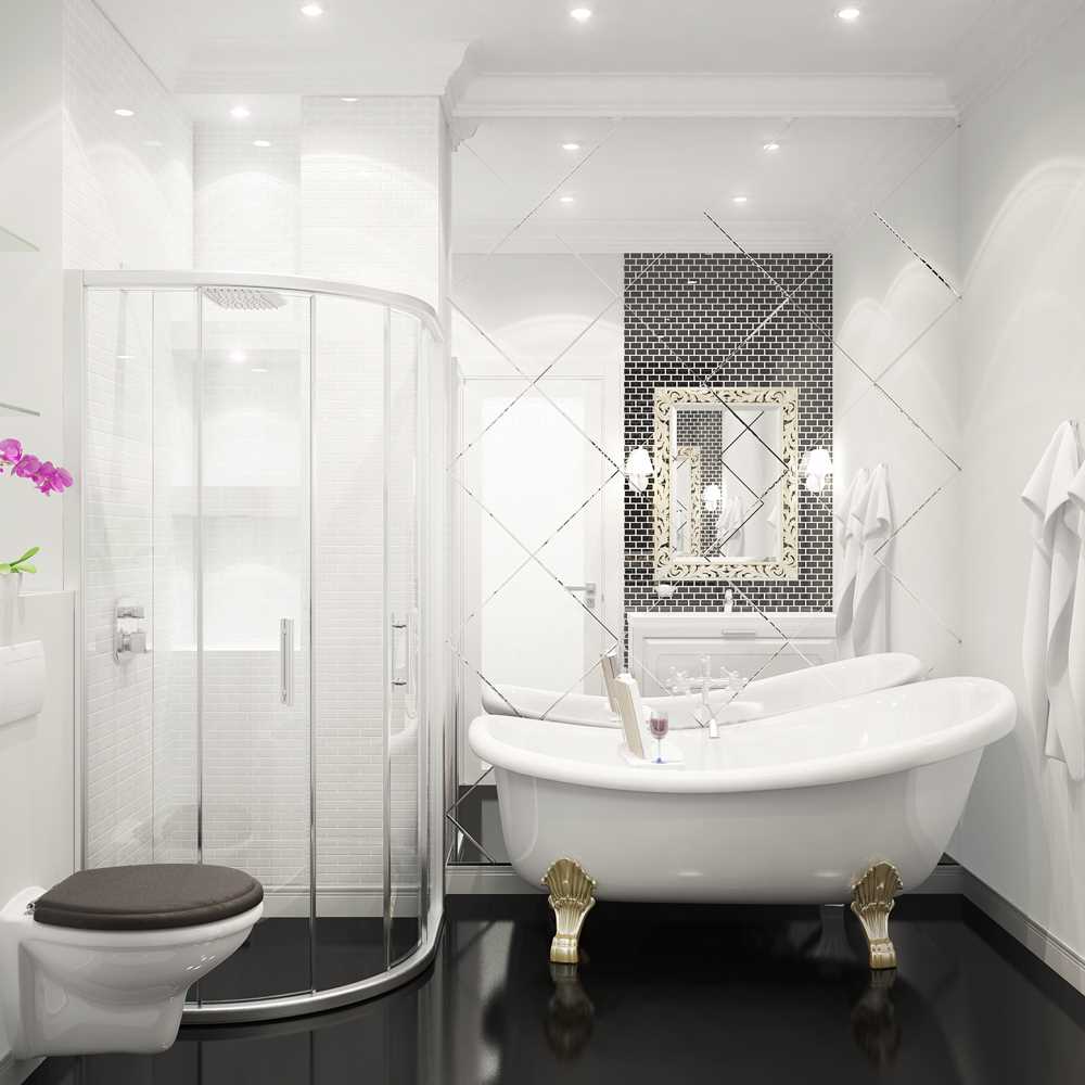 the idea of ​​the original interior of a white bath