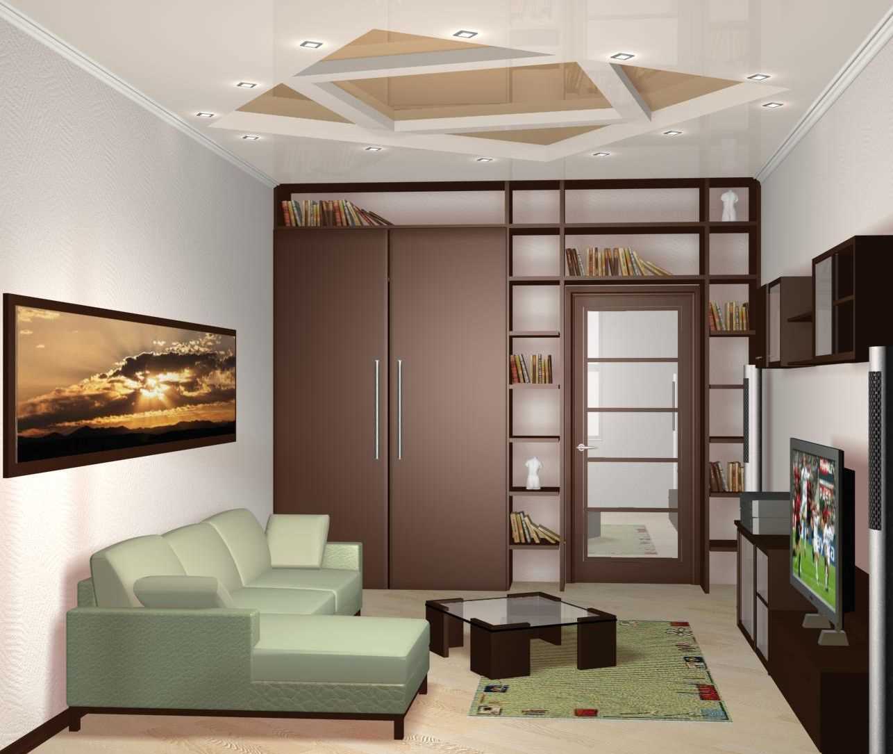 version of the modern design of the living room 17 square meters