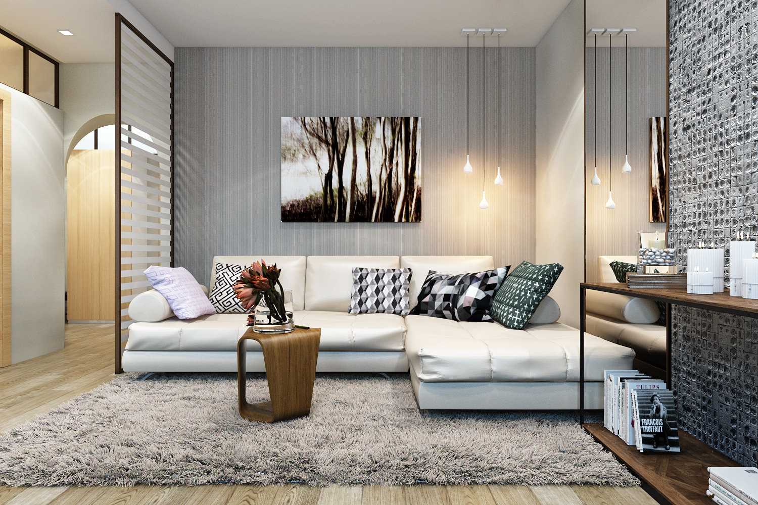 variant of a beautiful decor of a living room of a 3-room apartment