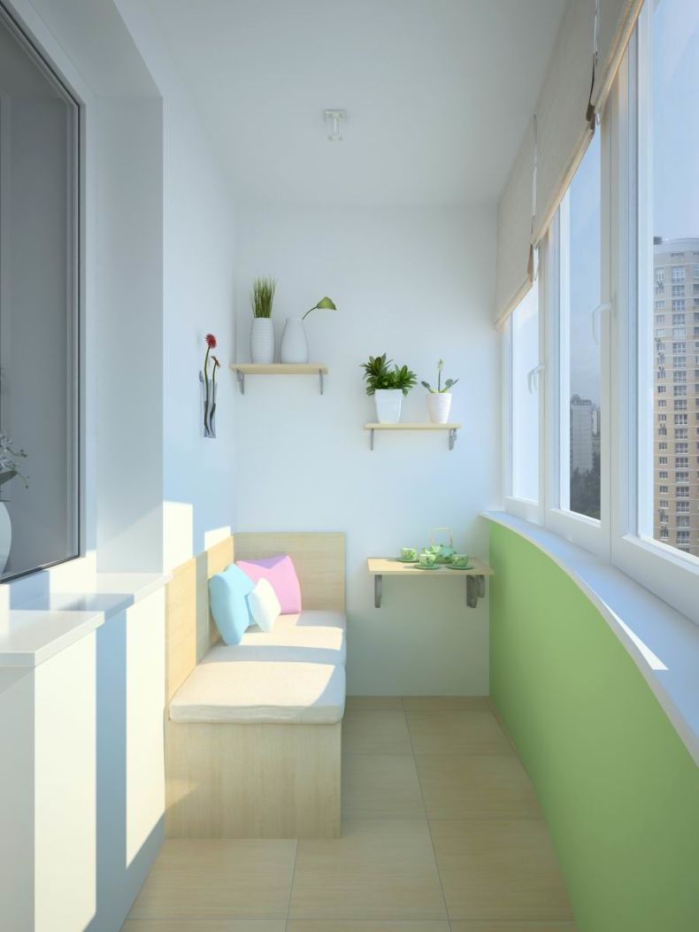 the idea of ​​the unusual design of a small balcony