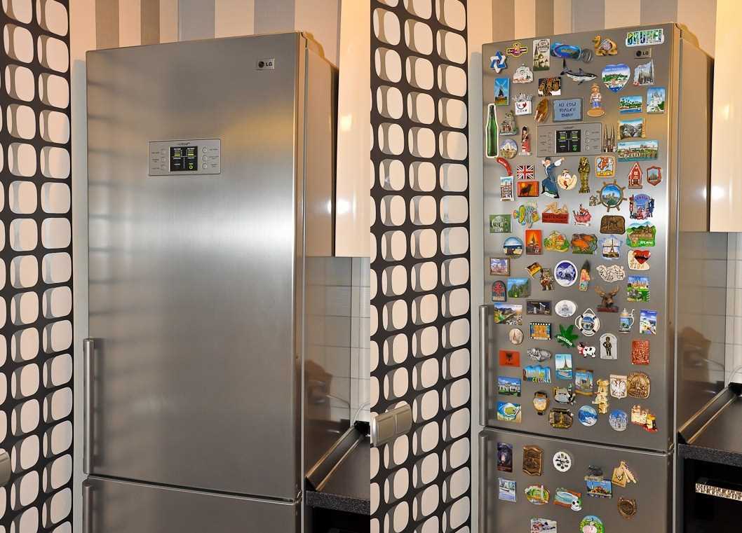 variant of unusual decoration of the refrigerator in the kitchen