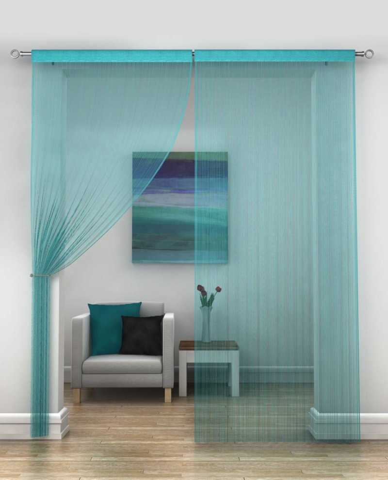 variant of unusual decorative curtains in the design of the apartment