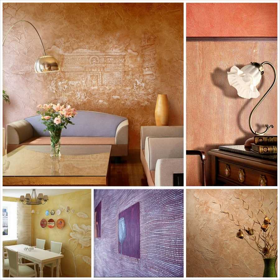 the idea of ​​the original interior of the room with decorative plaster