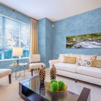 idea of ​​an unusual style of an apartment with decorative stucco picture