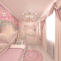 variant of the color design of the bedroom for the girl photo
