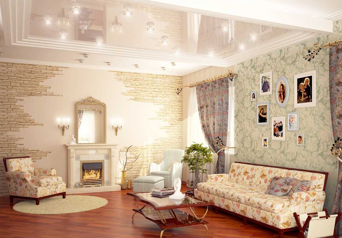 the idea of ​​the original design of the walls in the living room