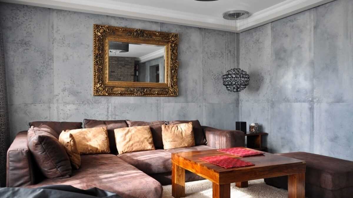 version of the original decorative plaster in the design of the living room for concrete
