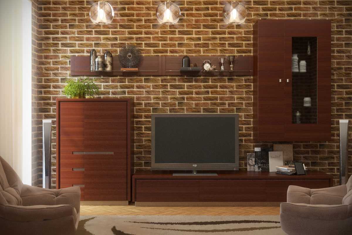 the option of using a beautiful decorative brick in the interior of the living room