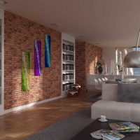 the idea of ​​using an unusual decorative brick in the style of the living room photo