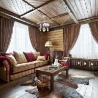 version du bel intérieur du salon dans une image de style rustique