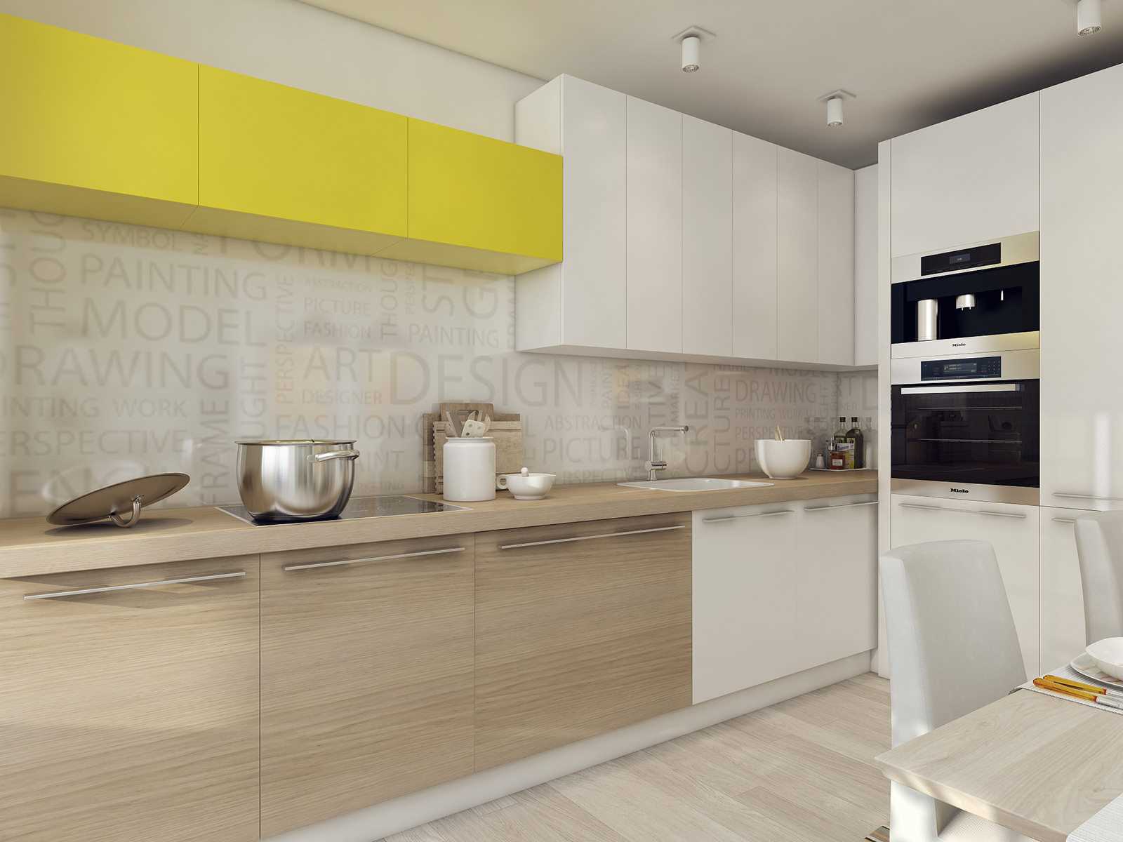 variant of the unusual design of the kitchen 3-room apartment