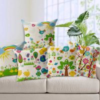 variant of beautiful decorative pillows in the interior of the living room photo