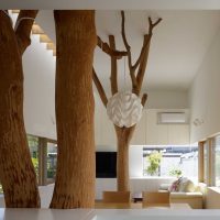 The idea of ​​the original design of the cottages in the tree photo