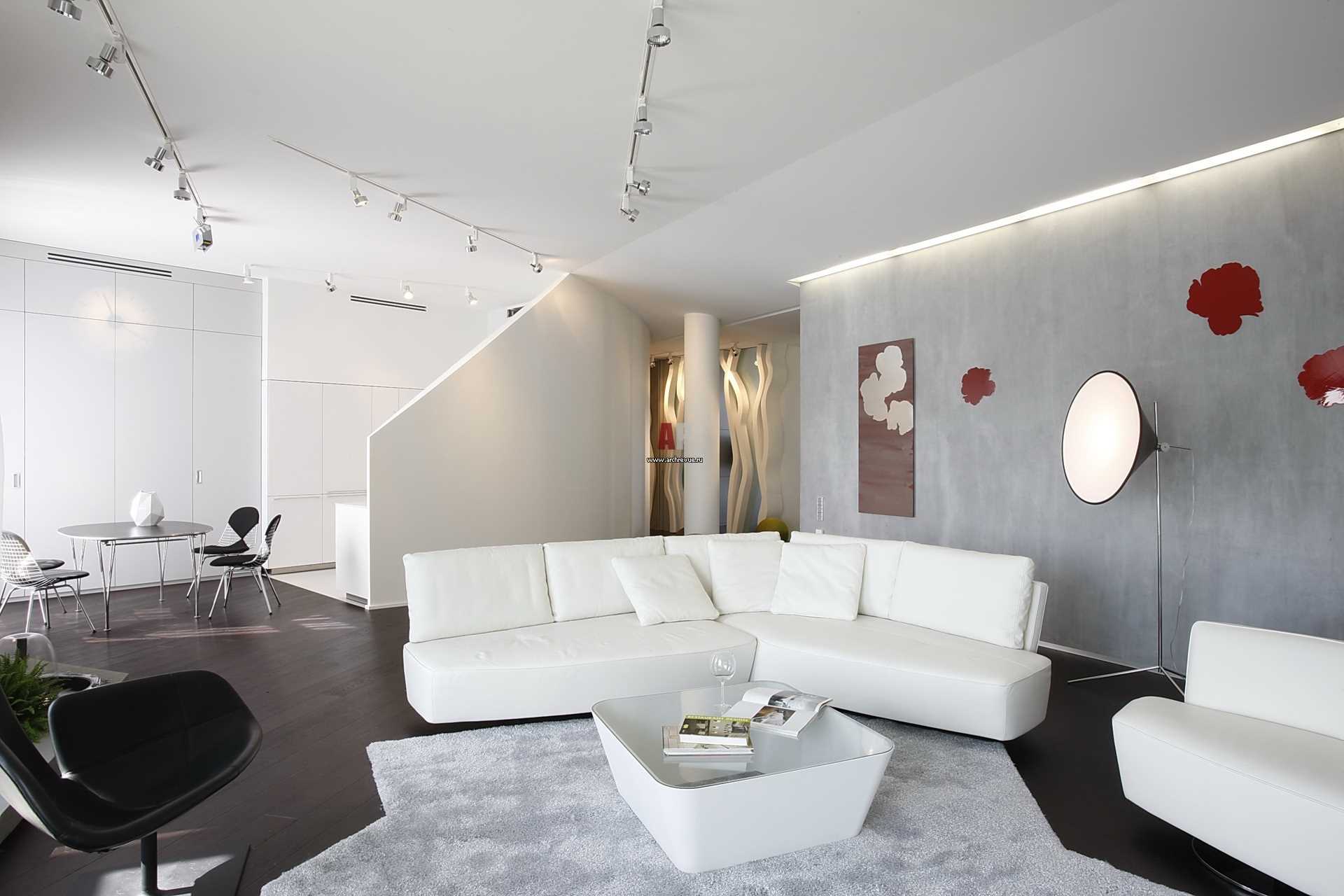 the idea of ​​beautiful decorative plaster in the design of the living room for concrete