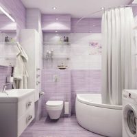 version of the modern design of the bathroom with a corner bathtub photo