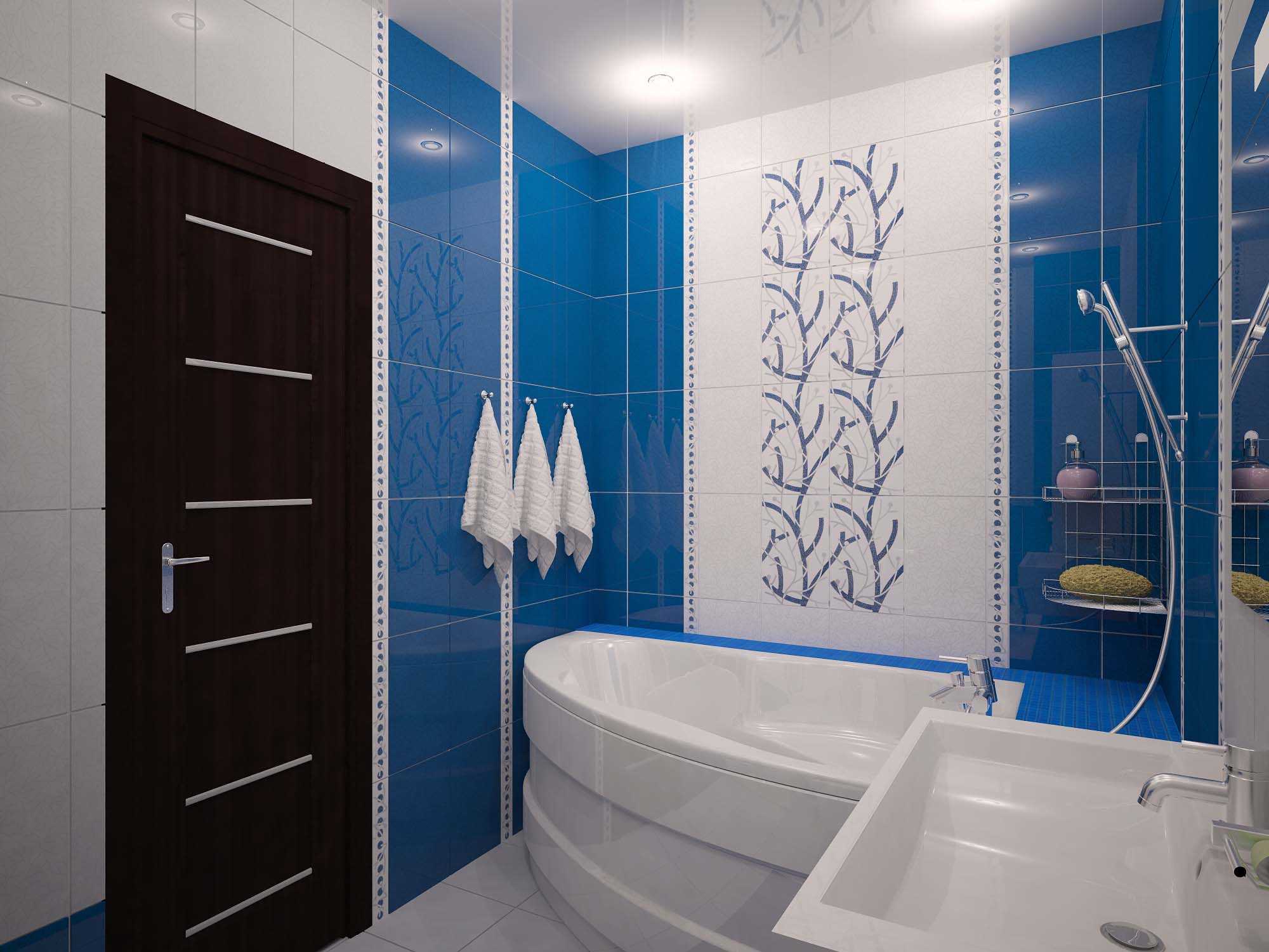 version of the modern style of the bathroom with a corner bath