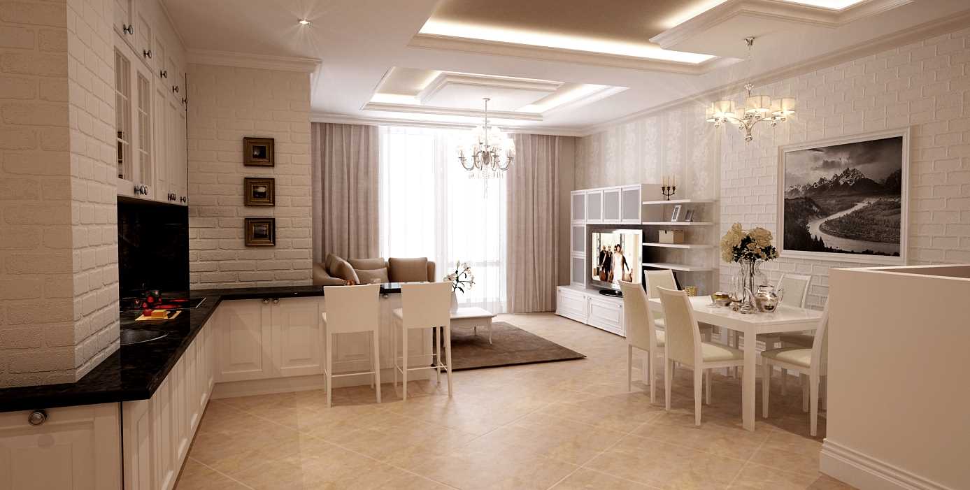version of the bright design of the apartment in bright colors in a modern style