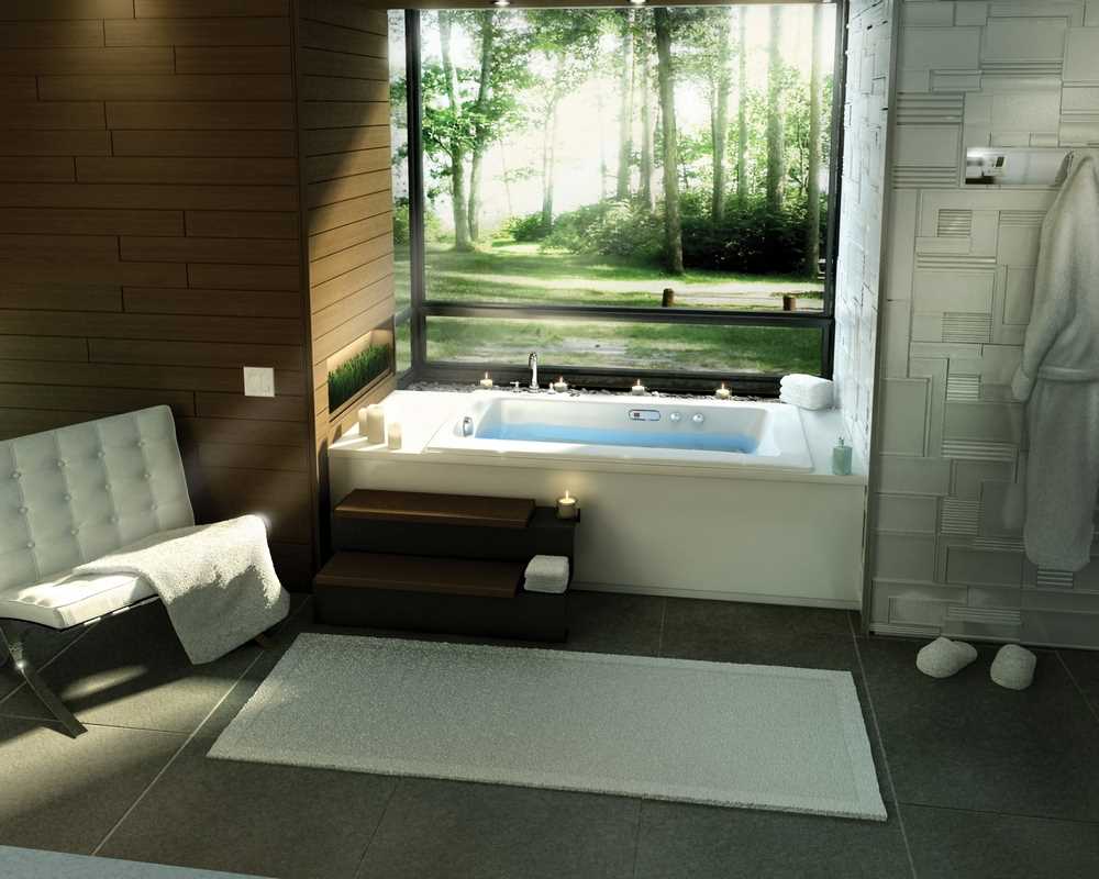 idée de salle de bain de style moderne avec fenêtre