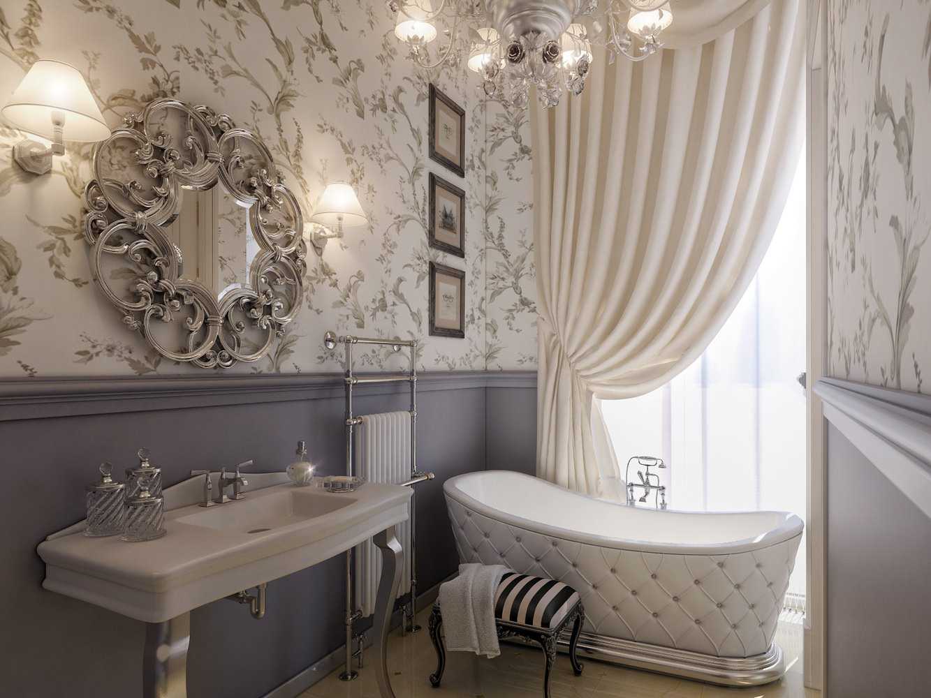 version of the bright design of the bathroom in a classic style