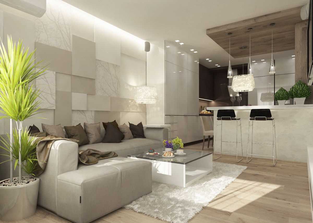 idea di un design luminoso di un soggiorno in stile moderno
