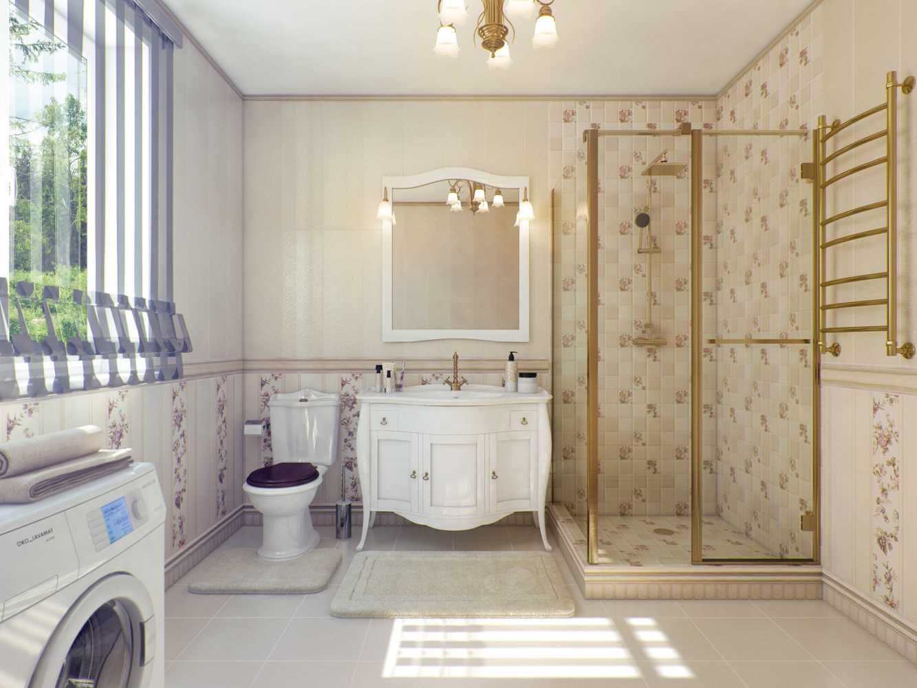 the idea of ​​a beautiful classic-style bathroom decor