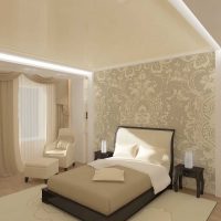 idea of ​​an unusual style of a bedroom in white color photo