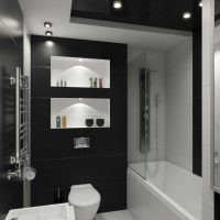version of the unusual style of the bathroom in black and white tones photo