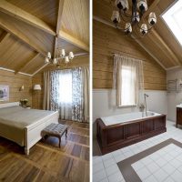 version du design moderne de la salle de bain dans une photo de maison en bois