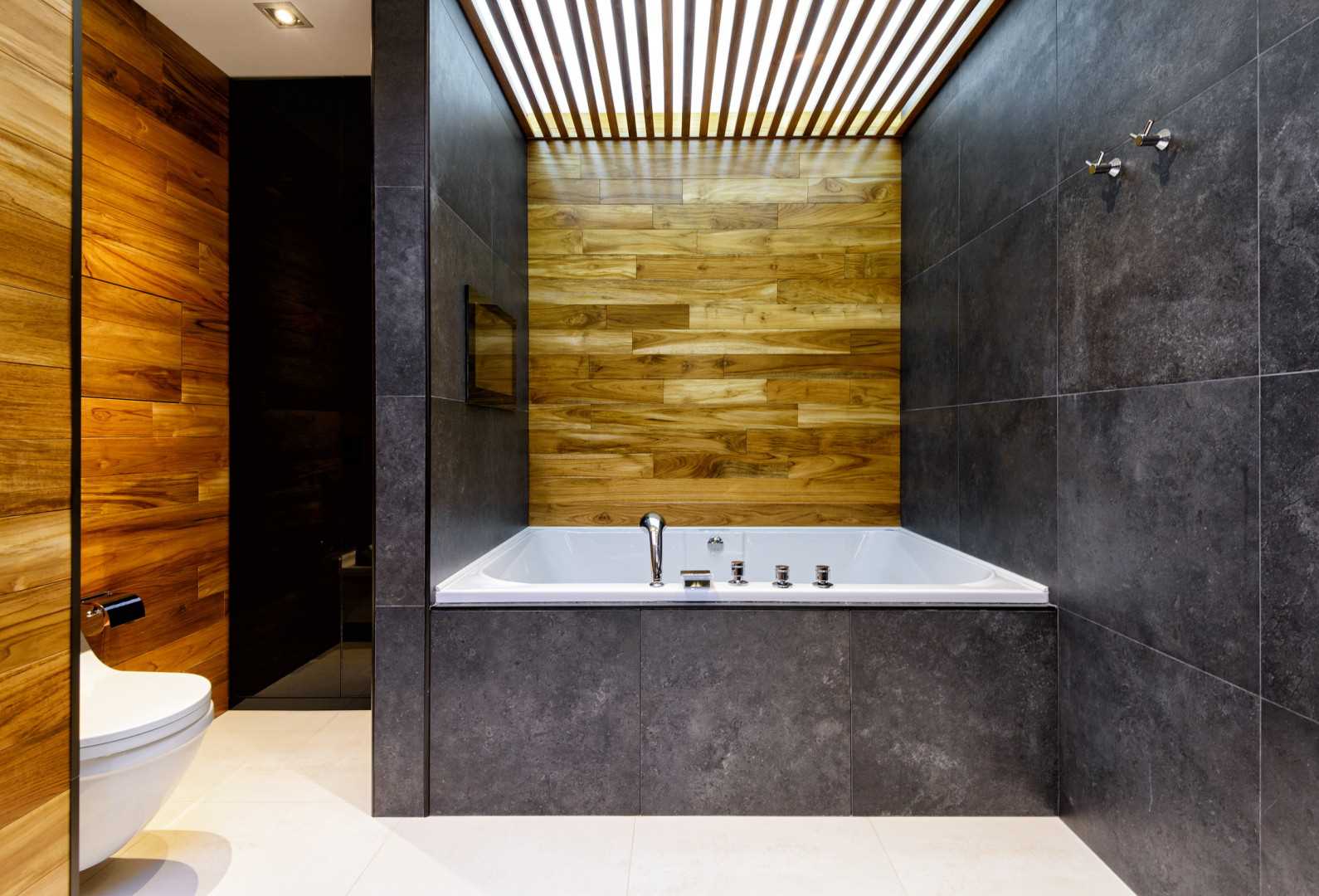 modern design of a large bathroom