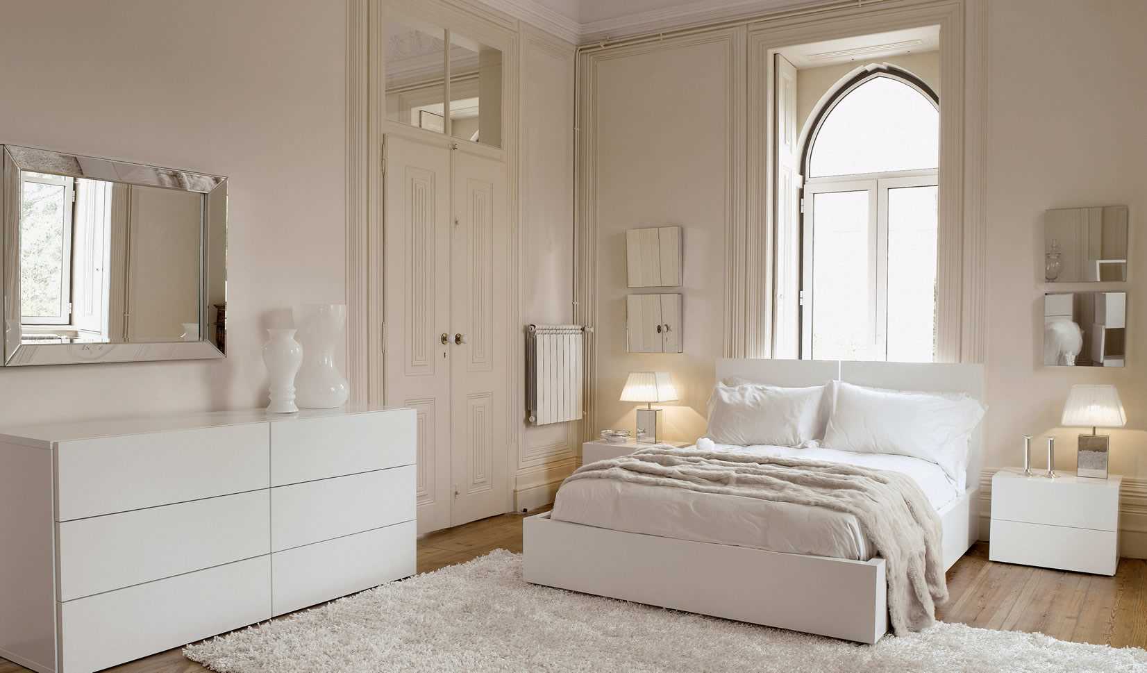 a variant of a beautiful bedroom interior in white