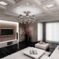 variant of a light decor of a living room in a private house photo