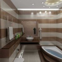 idea of ​​an unusual design of a bathroom with a corner bath picture
