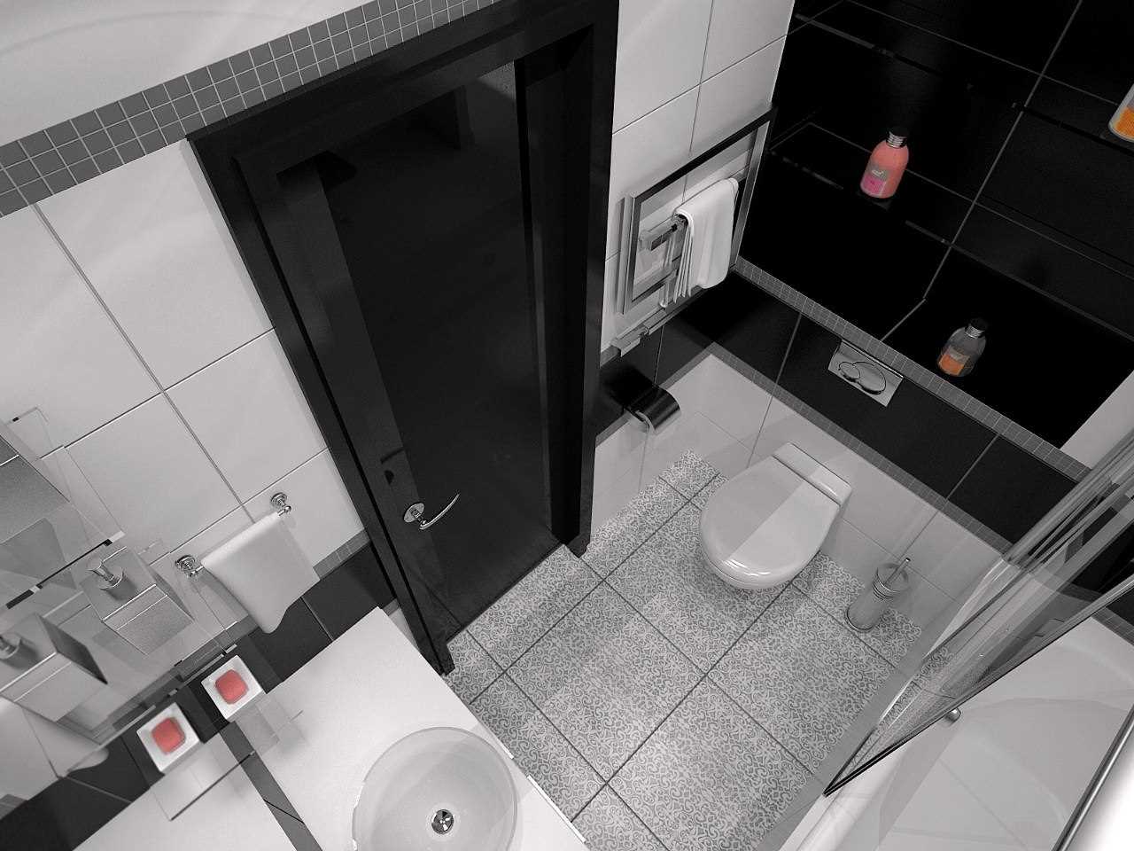 idea of ​​modern bathroom design in black and white