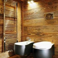 version of the beautiful interior of the bathroom in a wooden house picture