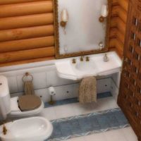 the idea of ​​a beautiful bathroom design in a wooden house picture