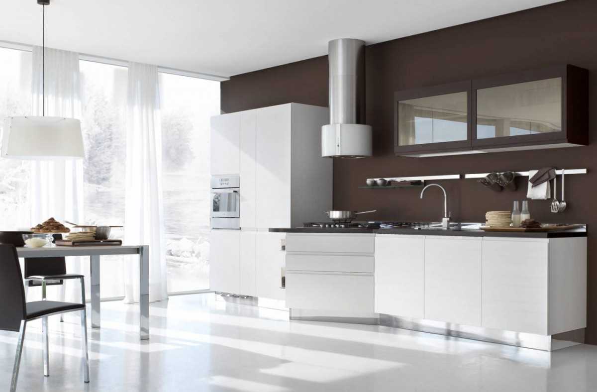 the idea of ​​combining light brown in the style of the kitchen