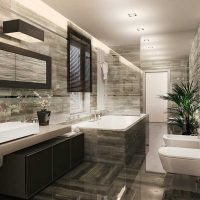 variante de l'intérieur lumineux de la salle de bain avec une image de fenêtre