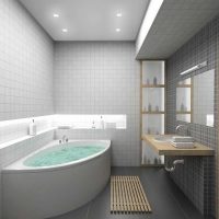idée d'un intérieur de salle de bain moderne avec baignoire d'angle photo