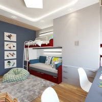 idea of ​​a light decor for a children's room for two boys picture