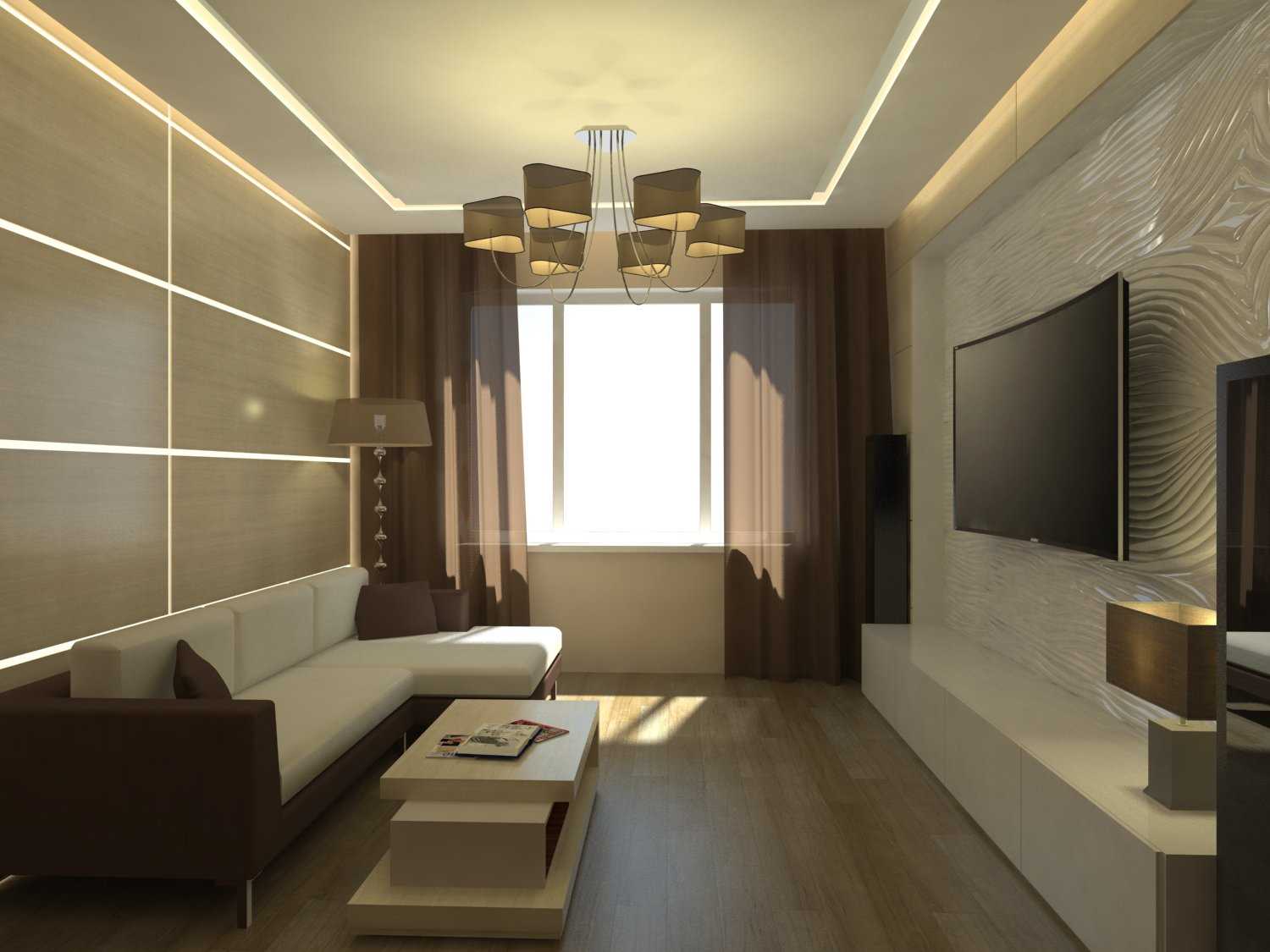 idea of ​​a light design of a living room in a modern style