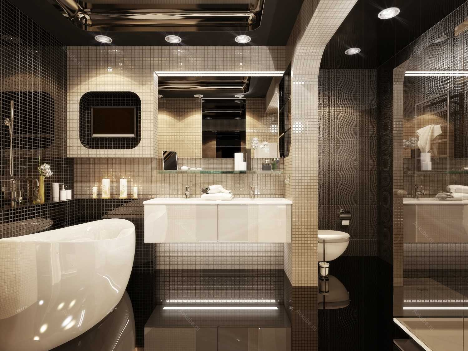 idea of ​​an unusual style of a large bathroom